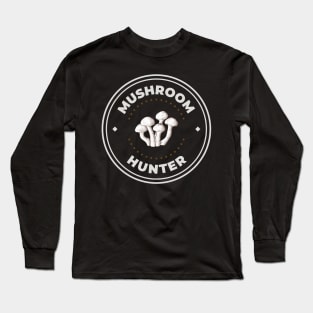 Mushroom hunter fungi foraging logo Long Sleeve T-Shirt